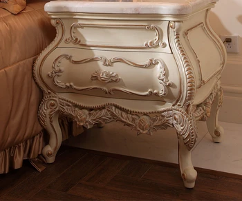 Прикроватная тумбочка белого цвета в американском стиле, массив дерева, шкаф-ведро во французском стиле в стиле ретро, шкаф для хранения, мебель для спальни