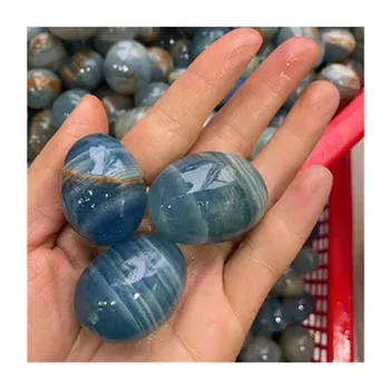 Продается Натуральный Полированный Голубой Оникс, Осыпающийся кристалл Овальной формы, Целебные Камни