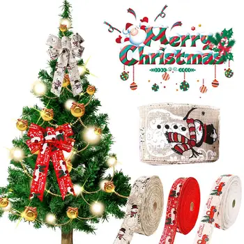 Рождественская лента длиной 2 м, напечатанная Рождественская полиэфирная лента ручной работы, Рождественское украшение, подарочная упаковка 