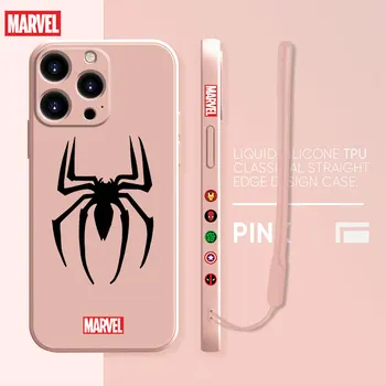 Роскошный Квадратный Жидкий Чехол Для Телефона iPhone 13 12 11 Pro Max Mini X XR XS Max 7 8 6s Plus Ярких Цветов Marvel Spiderman VS Venom