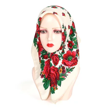 Русский национальный квадратный шарф 70*70 см, женская роскошная Бандана с цветочным принтом, повязка на голову, шарфы, Бабушкин платок, женские головные повязки