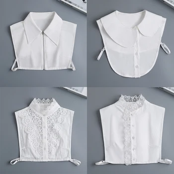 Сплошной белый формальный воротник с лацканами, женская Съемная рубашка, ложный воротник для женщин, блузка, свитер, Верхняя одежда с лацканами, Аксессуар для одежды