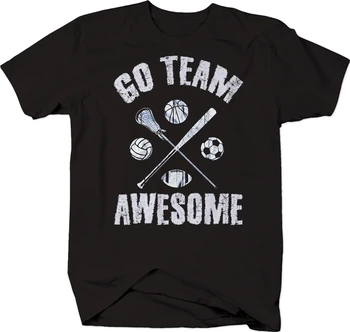Спортивная футболка Go Team Awesome для лакросса, футбола, баскетбола, волейбола. Летняя хлопковая мужская футболка с круглым вырезом и коротким рукавом, новинка S-3XL