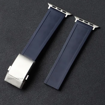 Темно-синий Резиновый Ремешок для Часов Apple Watch Breitling Strap 8 SE 7 6 5 49 мм 45 ММ 41 мм 44 Мм 42 ММ Ремешок iWatch Ремешок для Дайвинга Браслет