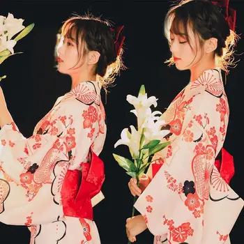 Традиционное Японское Кимоно Для Танцев, Женские Самурайские Костюмы, Вишневый Цвет, Винтажное Японское Кимоно, Женские Танцевальные костюмы