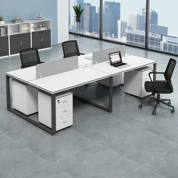 Тщеславный Офисный рабочий стол с белыми угловыми ящиками, роскошный стол для персонала, макияж, Современное дизайнерское бюро, мебель для работы HD50WD