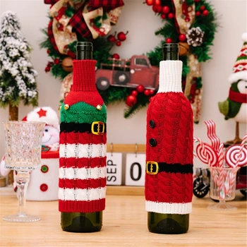 Уникальная Рождественская крышка для бутылки вина, украшения для Рождественской вечеринки, верхушки для бутылок вина, Вязаное платье