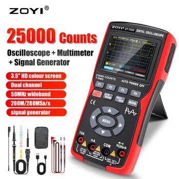 Цифровой мультиметр ZOYI ZT703S 3в1 с полосой пропускания 50 МГц и частотой 280 МС Для хранения данных о форме сигнала ПК С Двойным Генератором сигналов осциллографа
