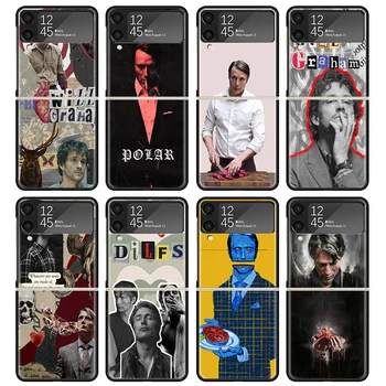 Чехол Hannibal Movie Case Для Samsung Galaxy Z Flip 4 5 3 z Flip5 Flip4 5G Жесткий Чехол Для Телефона Flip3 Разъемный Складной Черный Пластиковый Чехол